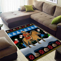 Mongolia Christmas Area Rug with Santa Riding Horse Snowmen Yurts and Winter Holiday - Wonder Print Shop
