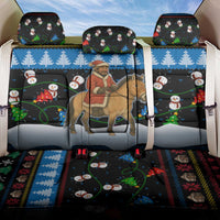 Mongolia Christmas Back Car Seat Cover with Santa Riding Horse Snowmen Yurts and Winter Holiday - Wonder Print Shop