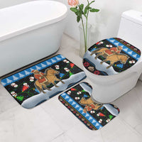 Mongolia Christmas Bathroom Set with Santa Riding Horse Snowmen Yurts and Winter Holiday - Wonder Print Shop
