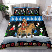 Mongolia Christmas Bedding Set with Santa Riding Horse Snowmen Yurts and Winter Holiday - Wonder Print Shop