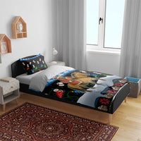 Mongolia Christmas Bedding Set with Santa Riding Horse Snowmen Yurts and Winter Holiday - Wonder Print Shop