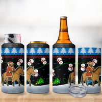 Mongolia Christmas 4 in 1 Can Cooler Tumbler with Santa Riding Horse Snowmen Yurts and Winter Holiday - Wonder Print Shop