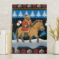 Mongolia Christmas Canvas Wall Art with Santa Riding Horse Snowmen Yurts and Winter Holiday - Wonder Print Shop