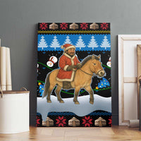 Mongolia Christmas Canvas Wall Art with Santa Riding Horse Snowmen Yurts and Winter Holiday - Wonder Print Shop