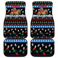 Mongolia Christmas Car Mats with Santa Riding Horse Snowmen Yurts and Winter Holiday - Wonder Print Shop