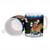Mongolia Christmas Ceramic Mug with Santa Riding Horse Snowmen Yurts and Winter Holiday - Wonder Print Shop