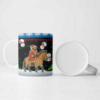 Mongolia Christmas Ceramic Mug with Santa Riding Horse Snowmen Yurts and Winter Holiday - Wonder Print Shop
