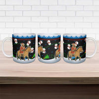 Mongolia Christmas Ceramic Mug with Santa Riding Horse Snowmen Yurts and Winter Holiday - Wonder Print Shop