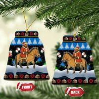 Mongolia Christmas Ceramic Ornament with Santa Riding Horse Snowmen Yurts and Winter Holiday - Wonder Print Shop