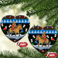 Mongolia Christmas Ceramic Ornament with Santa Riding Horse Snowmen Yurts and Winter Holiday - Wonder Print Shop