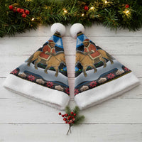 Mongolia Christmas Santa Hat with Santa Riding Horse Snowmen Yurts and Winter Holiday - Wonder Print Shop