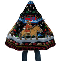 Mongolia Christmas Cloak with Santa Riding Horse Snowmen Yurts and Winter Holiday - Wonder Print Shop