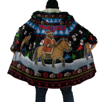 Mongolia Christmas Cloak with Santa Riding Horse Snowmen Yurts and Winter Holiday - Wonder Print Shop