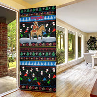 Mongolia Christmas Door Cover with Santa Riding Horse Snowmen Yurts and Winter Holiday - Wonder Print Shop