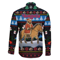 Mongolia Christmas Family Matching Mermaid Dress and Hawaiian Shirt with Santa Riding Horse Snowmen Yurts and Winter Holiday - Wonder Print Shop