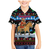 Mongolia Christmas Family Matching Mermaid Dress and Hawaiian Shirt with Santa Riding Horse Snowmen Yurts and Winter Holiday - Wonder Print Shop