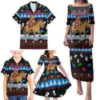 Mongolia Christmas Family Matching Puletasi and Hawaiian Shirt with Santa Riding Horse Snowmen Yurts and Winter Holiday - Wonder Print Shop