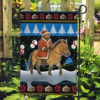 Mongolia Christmas Garden Flag with Santa Riding Horse Snowmen Yurts and Winter Holiday - Wonder Print Shop