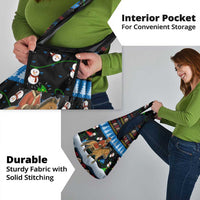 Mongolia Christmas Grocery Bag with Santa Riding Horse Snowmen Yurts and Winter Holiday - Wonder Print Shop