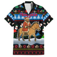 Mongolia Christmas Hawaiian Shirt with Santa Riding Horse Snowmen Yurts and Winter Holiday - Wonder Print Shop