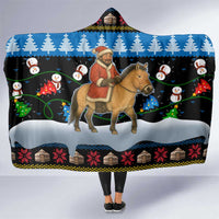 Mongolia Christmas Hooded Blanket with Santa Riding Horse Snowmen Yurts and Winter Holiday - Wonder Print Shop