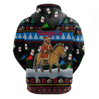 Mongolia Christmas Hoodie with Santa Riding Horse Snowmen Yurts and Winter Holiday - Wonder Print Shop