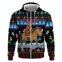 Mongolia Christmas Hoodie with Santa Riding Horse Snowmen Yurts and Winter Holiday - Wonder Print Shop