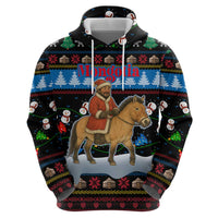 Mongolia Christmas Hoodie with Santa Riding Horse Snowmen Yurts and Winter Holiday - Wonder Print Shop