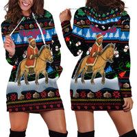 Mongolia Christmas Hoodie Dress with Santa Riding Horse Snowmen Yurts and Winter Holiday - undefined