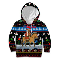 Mongolia Christmas Kid Hoodie with Santa Riding Horse Snowmen Yurts and Winter Holiday - Wonder Print Shop