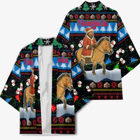 Mongolia Christmas Kimono with Santa Riding Horse Snowmen Yurts and Winter Holiday - Wonder Print Shop