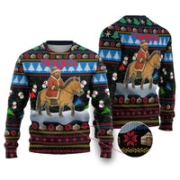 Mongolia Christmas Ugly Christmas Sweater with Santa Riding Horse Snowmen Yurts and Winter Holiday - Wonder Print Shop
