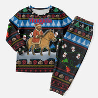 Mongolia Christmas Pajama Set with Santa Riding Horse Snowmen Yurts and Winter Holiday - Wonder Print Shop