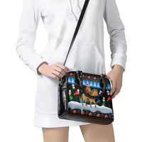Mongolia Christmas Shoulder Handbag with Santa Riding Horse Snowmen Yurts and Winter Holiday - Wonder Print Shop
