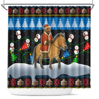 Mongolia Christmas Shower Curtain with Santa Riding Horse Snowmen Yurts and Winter Holiday - Wonder Print Shop