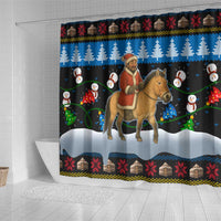 Mongolia Christmas Shower Curtain with Santa Riding Horse Snowmen Yurts and Winter Holiday - Wonder Print Shop