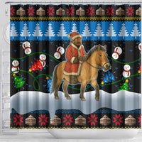Mongolia Christmas Shower Curtain with Santa Riding Horse Snowmen Yurts and Winter Holiday - Wonder Print Shop