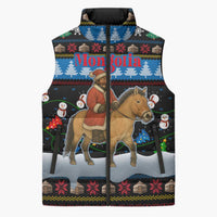 Mongolia Christmas Sleeveless Puffer Jacket with Santa Riding Horse Snowmen Yurts and Winter Holiday - Wonder Print Shop