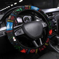 Mongolia Christmas Steering Wheel Cover with Santa Riding Horse Snowmen Yurts and Winter Holiday - Wonder Print Shop