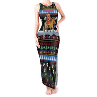 Mongolia Christmas Tank Maxi Dress with Santa Riding Horse Snowmen Yurts and Winter Holiday - Wonder Print Shop