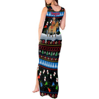 Mongolia Christmas Tank Maxi Dress with Santa Riding Horse Snowmen Yurts and Winter Holiday - Wonder Print Shop