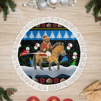 Mongolia Christmas Tree Skirt with Santa Riding Horse Snowmen Yurts and Winter Holiday - Wonder Print Shop