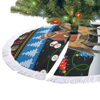Mongolia Christmas Tree Skirt with Santa Riding Horse Snowmen Yurts and Winter Holiday - Wonder Print Shop