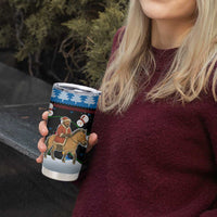 Mongolia Christmas Tumbler Cup with Santa Riding Horse Snowmen Yurts and Winter Holiday - Wonder Print Shop