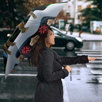 Mongolia Christmas Umbrella with Santa Riding Horse Snowmen Yurts and Winter Holiday - Wonder Print Shop