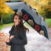 Mongolia Christmas Umbrella with Santa Riding Horse Snowmen Yurts and Winter Holiday - Wonder Print Shop