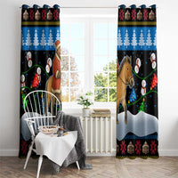 Mongolia Christmas Window Curtain with Santa Riding Horse Snowmen Yurts and Winter Holiday - Wonder Print Shop