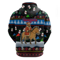 Mongolia Christmas Zip Hoodie with Santa Riding Horse Snowmen Yurts and Winter Holiday - Wonder Print Shop