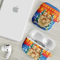 Mongolia Christmas AirPods Case with Santa Sheep Christmas Trees and Snowflake - Wonder Print Shop