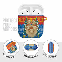 Mongolia Christmas AirPods Case with Santa Sheep Christmas Trees and Snowflake - Wonder Print Shop